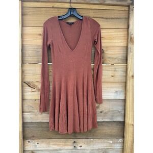 Forever 21 Dress Small Crimson orange long sleeve a line dress Forever 21‎